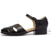 imageMona flying Women Leather Tatianna Dress Sandals Closed Toe Low Heels Strappy Flats Summer Casual ShoesBlack