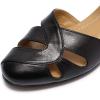imageMona flying Women Leather Tatianna Dress Sandals Closed Toe Low Heels Strappy Flats Summer Casual ShoesBlack