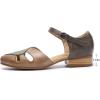 imageMona flying Women Leather Tatianna Dress Sandals Closed Toe Low Heels Strappy Flats Summer Casual ShoesCoffeegreydark Grey