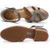 imageMona flying Women Leather Tatianna Dress Sandals Closed Toe Low Heels Strappy Flats Summer Casual ShoesCoffeegreydark Grey