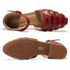 imageMona flying Women Leather Tatianna Dress Sandals Closed Toe Low Heels Strappy Flats Summer Casual ShoesRed