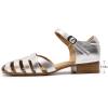 imageMona flying Women Leather Tatianna Dress Sandals Closed Toe Low Heels Strappy Flats Summer Casual ShoesSilver