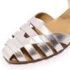 imageMona flying Women Leather Tatianna Dress Sandals Closed Toe Low Heels Strappy Flats Summer Casual ShoesSilver