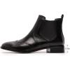 imageMona flying Womens Classic Leather Chelsea Boot Ankle High Fashion Low Heel Pull on Wingtip Brogue BootiesBlack