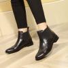imageMona flying Womens Classic Leather Chelsea Boot Ankle High Fashion Low Heel Pull on Wingtip Brogue BootiesBlack