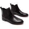imageMona flying Womens Classic Leather Chelsea Boot Ankle High Fashion Low Heel Pull on Wingtip Brogue BootiesBlack