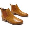 imageMona flying Womens Classic Leather Chelsea Boot Ankle High Fashion Low Heel Pull on Wingtip Brogue BootiesBrown