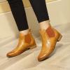 imageMona flying Womens Classic Leather Chelsea Boot Ankle High Fashion Low Heel Pull on Wingtip Brogue BootiesBrown