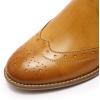 imageMona flying Womens Classic Leather Chelsea Boot Ankle High Fashion Low Heel Pull on Wingtip Brogue BootiesBrown