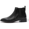 imageMona flying Womens Classic Leather Chelsea Boot Low Heel Pull on Ankle Booties Square ToeBlack