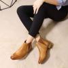 imageMona flying Womens Classic Leather Chelsea Boot Low Heel Pull on Ankle Booties Square ToeBrown
