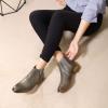 imageMona flying Womens Classic Leather Chelsea Boot Low Heel Pull on Ankle Booties Square ToeGrey