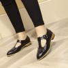 imageMona flying Womens Classic Wingtip Oxfords Mary Jane T Strap Flat Leather Shoes for LadiesBlack