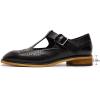 imageMona flying Womens Classic Wingtip Oxfords Mary Jane T Strap Flat Leather Shoes for LadiesBlack