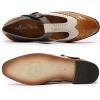 imageMona flying Womens Classic Wingtip Oxfords Mary Jane T Strap Flat Leather Shoes for LadiesBrownoffwhitedark Grey