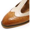 imageMona flying Womens Classic Wingtip Oxfords Mary Jane T Strap Flat Leather Shoes for LadiesBrownoffwhitedark Grey