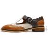 imageMona flying Womens Classic Wingtip Oxfords Mary Jane T Strap Flat Leather Shoes for LadiesBrownoffwhitedark Grey