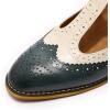 imageMona flying Womens Classic Wingtip Oxfords Mary Jane T Strap Flat Leather Shoes for LadiesDark Greenoffwhitered