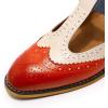 imageMona flying Womens Classic Wingtip Oxfords Mary Jane T Strap Flat Leather Shoes for LadiesRedoffwhiteblue