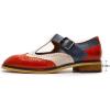 imageMona flying Womens Classic Wingtip Oxfords Mary Jane T Strap Flat Leather Shoes for LadiesRedoffwhiteblue