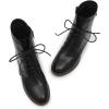 imageMona flying Womens Combat Boots Mid Calf Side Zipper Fashion Lace up Soft Leather Booties Low HeelBlack