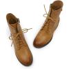 imageMona flying Womens Combat Boots Mid Calf Side Zipper Fashion Lace up Soft Leather Booties Low HeelBrown