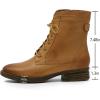 imageMona flying Womens Combat Boots Mid Calf Side Zipper Fashion Lace up Soft Leather Booties Low HeelBrown