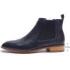 imageMona flying Womens Comfort Leather Chelsea Boot Chic Low Heel Pull on Ankle BootiesBlue