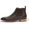 imageMona flying Womens Comfort Leather Chelsea Boot Chic Low Heel Pull on Ankle BootiesCoffee