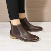 imageMona flying Womens Comfort Leather Chelsea Boot Chic Low Heel Pull on Ankle BootiesCoffee