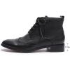imageMona flying Womens Comfort Leather Laceup Oxfords Brogue Boots Ankle High Fashion Tie up Booties Low Heel Combat BootsBlack
