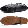 imageMona flying Womens Comfort Leather Laceup Oxfords Brogue Boots Ankle High Fashion Tie up Booties Low Heel Combat BootsBlack