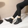 imageMona flying Womens Comfort Leather Laceup Oxfords Brogue Boots Ankle High Fashion Tie up Booties Low Heel Combat BootsBlack