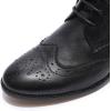 imageMona flying Womens Comfort Leather Laceup Oxfords Brogue Boots Ankle High Fashion Tie up Booties Low Heel Combat BootsBlack