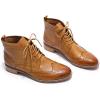 imageMona flying Womens Comfort Leather Laceup Oxfords Brogue Boots Ankle High Fashion Tie up Booties Low Heel Combat BootsBrown
