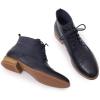 imageMona flying Womens Comfort Leather Laceup Oxfords Brogue Boots Ankle High Fashion Tie up Booties Low Heel Combat BootsDark Blue