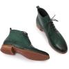 imageMona flying Womens Comfort Leather Laceup Oxfords Brogue Boots Ankle High Fashion Tie up Booties Low Heel Combat BootsDark Green