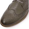 imageMona flying Womens Comfort Leather Laceup Oxfords Brogue Boots Ankle High Fashion Tie up Booties Low Heel Combat BootsGrey