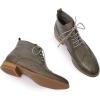 imageMona flying Womens Comfort Leather Laceup Oxfords Brogue Boots Ankle High Fashion Tie up Booties Low Heel Combat BootsGrey