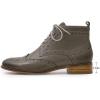 imageMona flying Womens Comfort Leather Laceup Oxfords Brogue Boots Ankle High Fashion Tie up Booties Low Heel Combat BootsGrey