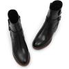 imageMona flying Womens Comfort Mid Calf Leather Booties Inside zip Fashion Round Toe Biker Boots Low Heel Dress Engineer BootsDeep Black