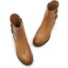 imageMona flying Womens Comfort Mid Calf Leather Booties Inside zip Fashion Round Toe Biker Boots Low Heel Dress Engineer BootsTan