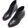 imageMona flying Womens Comfortable Leather Ankle Booties Stylish Low Heel Dress Short BootsBlack