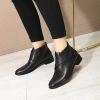 imageMona flying Womens Comfortable Leather Ankle Booties Stylish Low Heel Dress Short BootsBlack
