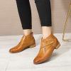 imageMona flying Womens Comfortable Leather Ankle Booties Stylish Low Heel Dress Short BootsBrown