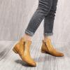 imageMona flying Womens Leather Booties Ankle Boots Side Zippers Low Heel Dress Short Boots for LadiesBrown