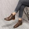 imageMona flying Womens Leather Booties Ankle Boots Side Zippers Low Heel Dress Short Boots for LadiesCoffee