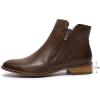 imageMona flying Womens Leather Booties Ankle Boots Side Zippers Low Heel Dress Short Boots for LadiesCoffee