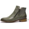 imageMona flying Womens Leather Booties Ankle Boots Side Zippers Low Heel Dress Short Boots for LadiesGrey