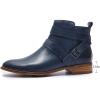 imageMona flying Womens Leather Booties Ankle Boots with Side Zippers Low Heel Short Engineer Boots for LadiesBlue